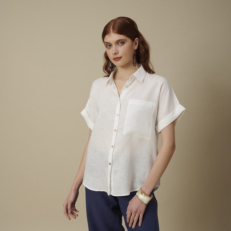 Camisa Manga Corta y Bolsillo Lino – Saville Row