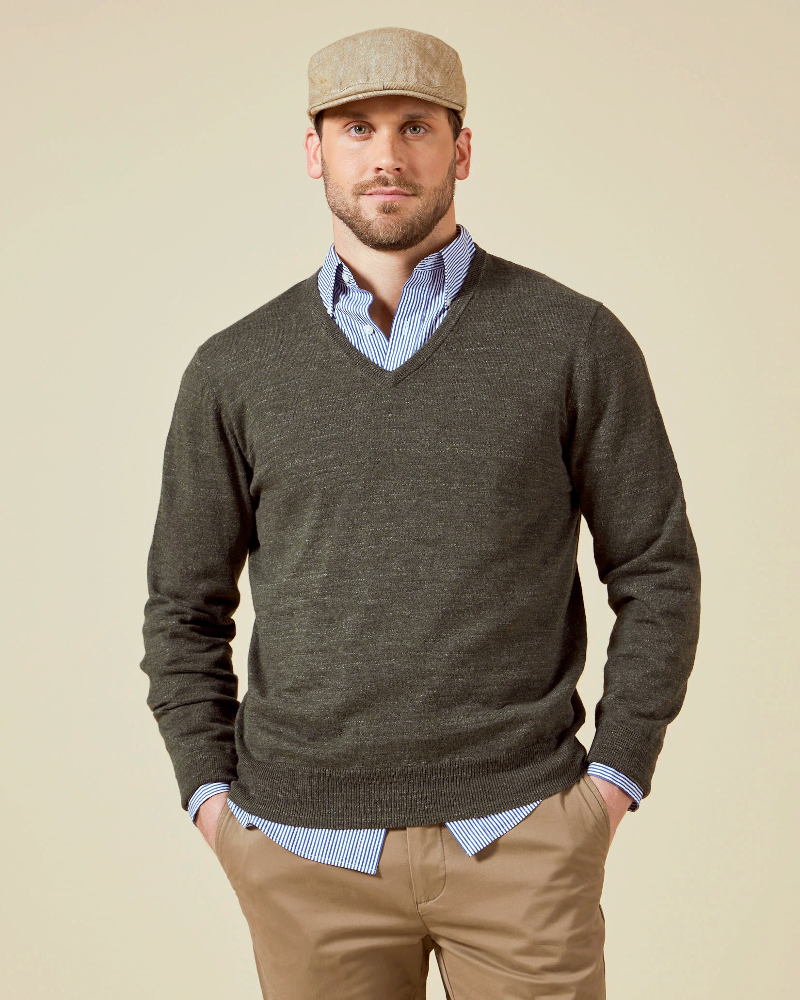 Sweater Cuello V Slub Melange Saville Row