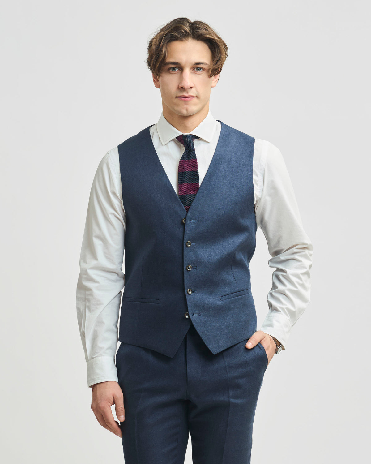 Chaleco Lino Liso Twill - Navy / S
