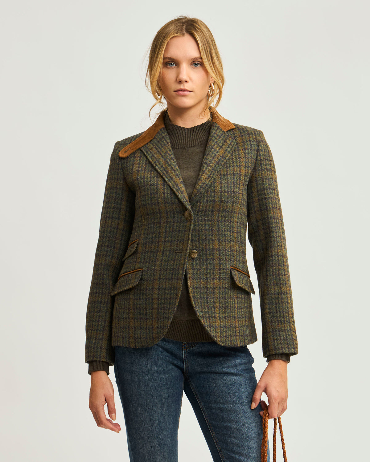 Blazer Tweed Window Pane Cazador - Oliva / 36
