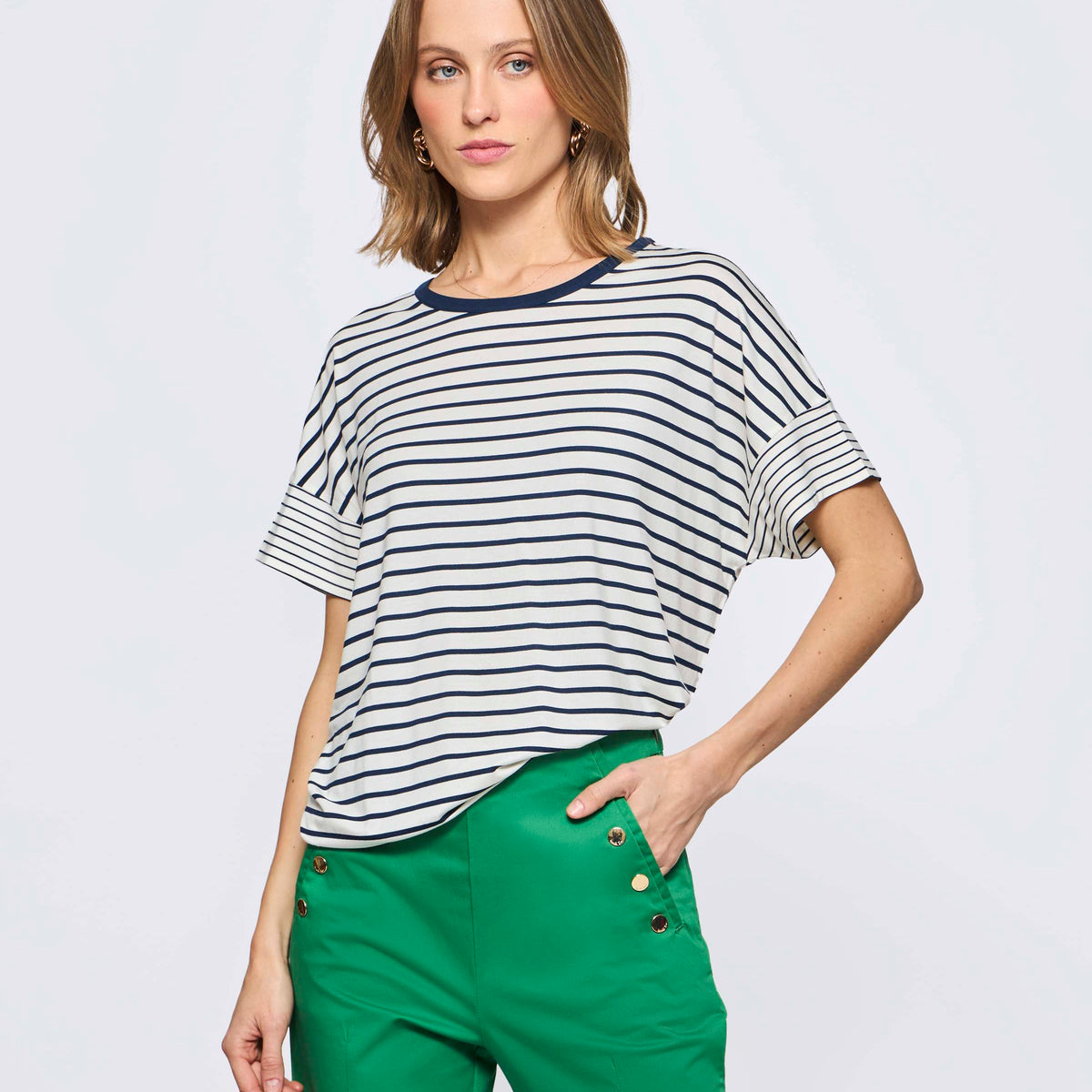 Polera Manga Corta Rayada Colorblock – Saville Row