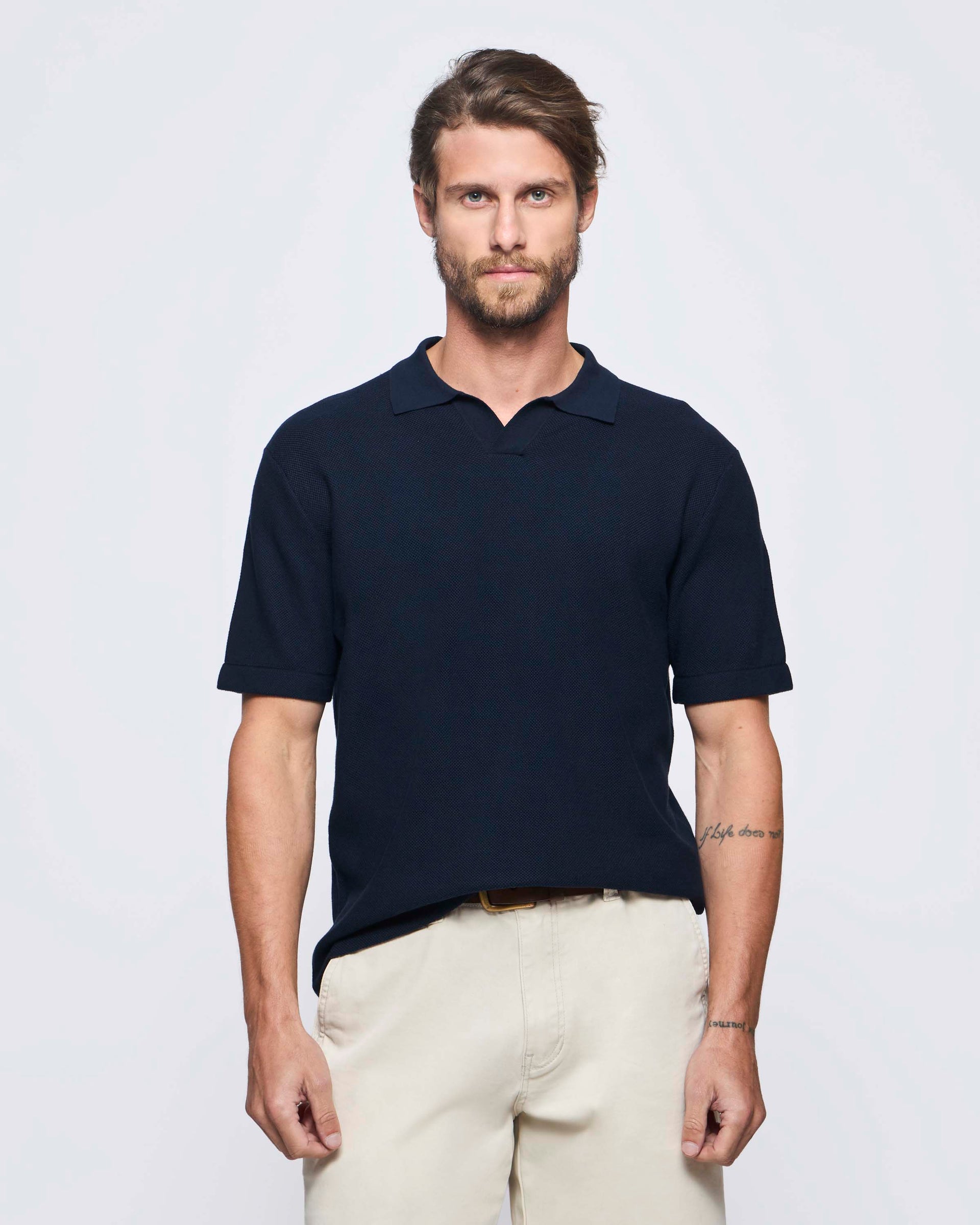 Polera Tejida Lisa Algodón Manga Corta – Saville Row