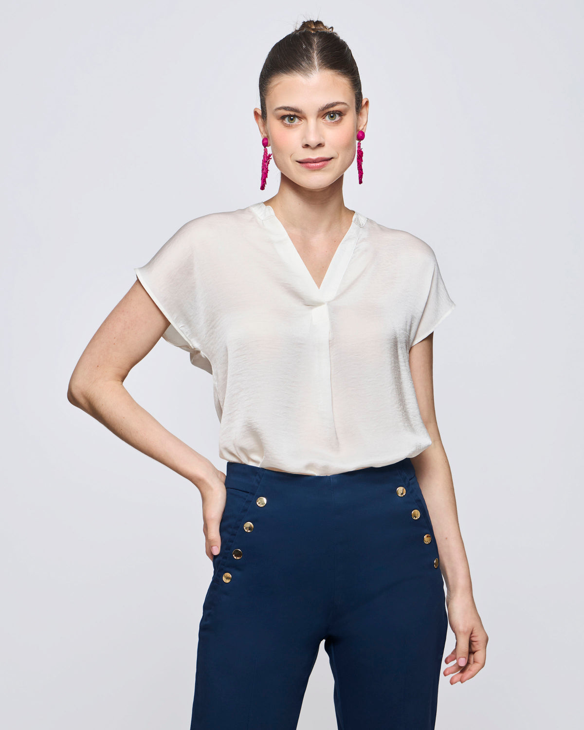 Blusa Sin Manga Cuello V Pinza Centro