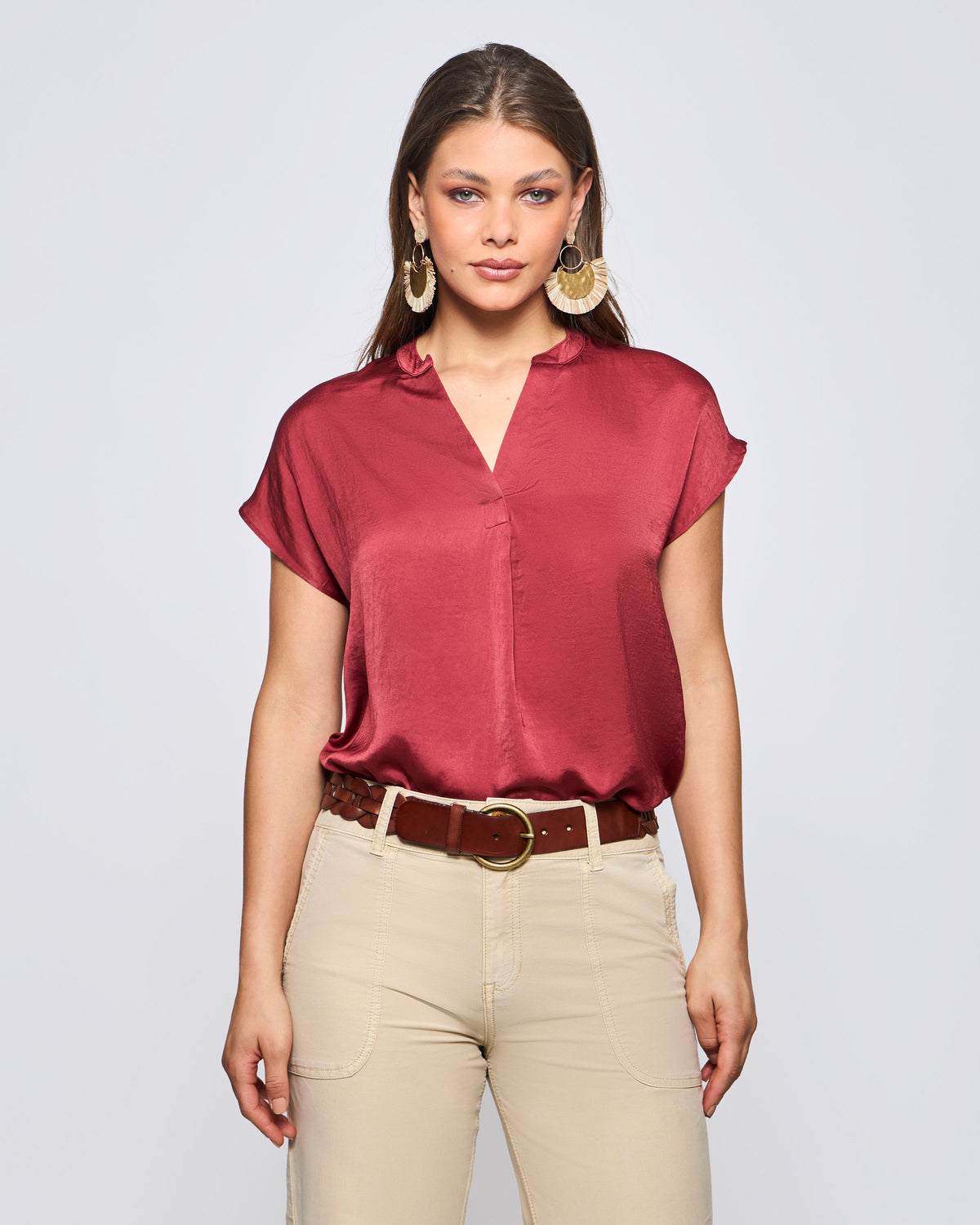 Blusa Sin Manga Cuello V Pinza Centro