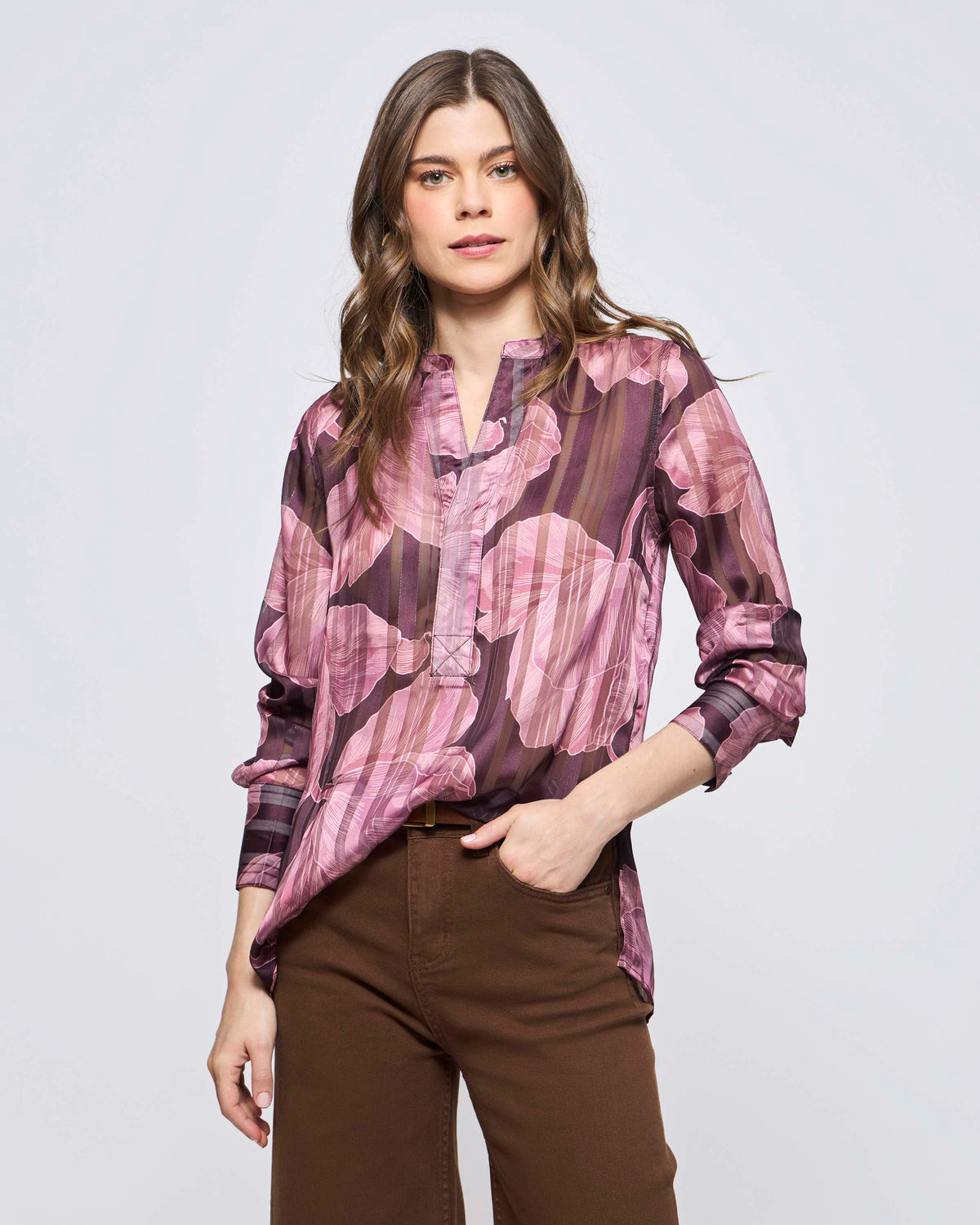 Blusa Manga Larga Lurex Estampada