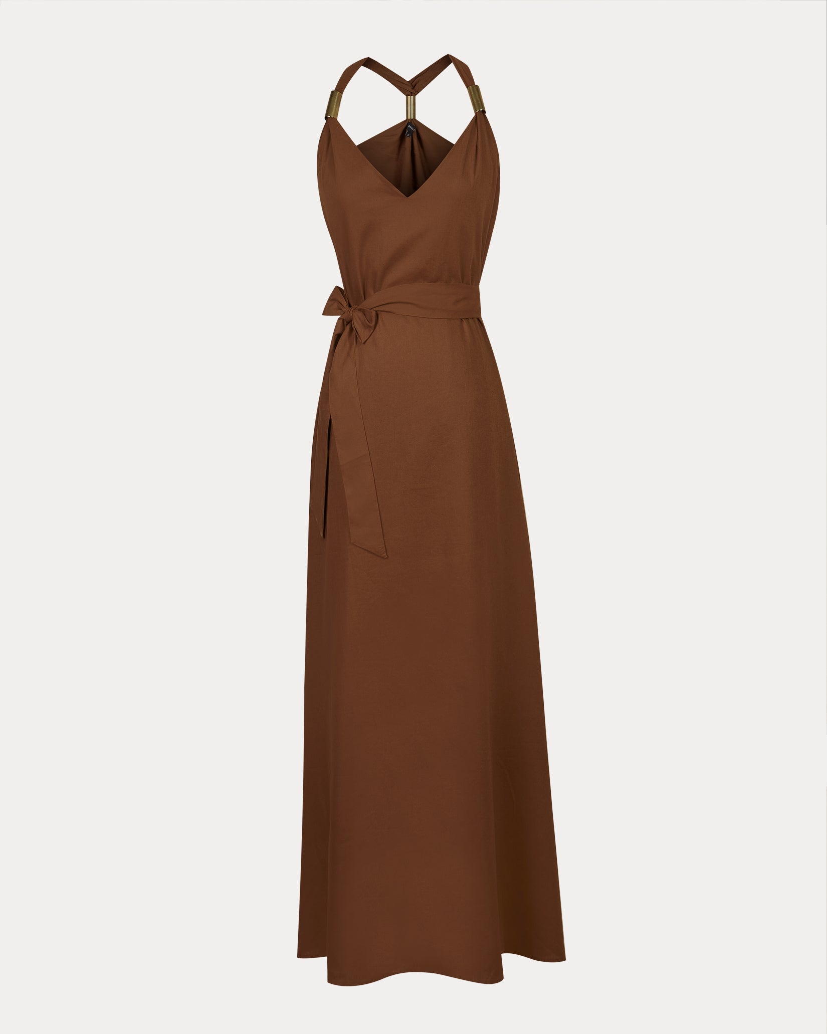 Vestido Sin Manga Tirantes Amarra Lino Viscosa