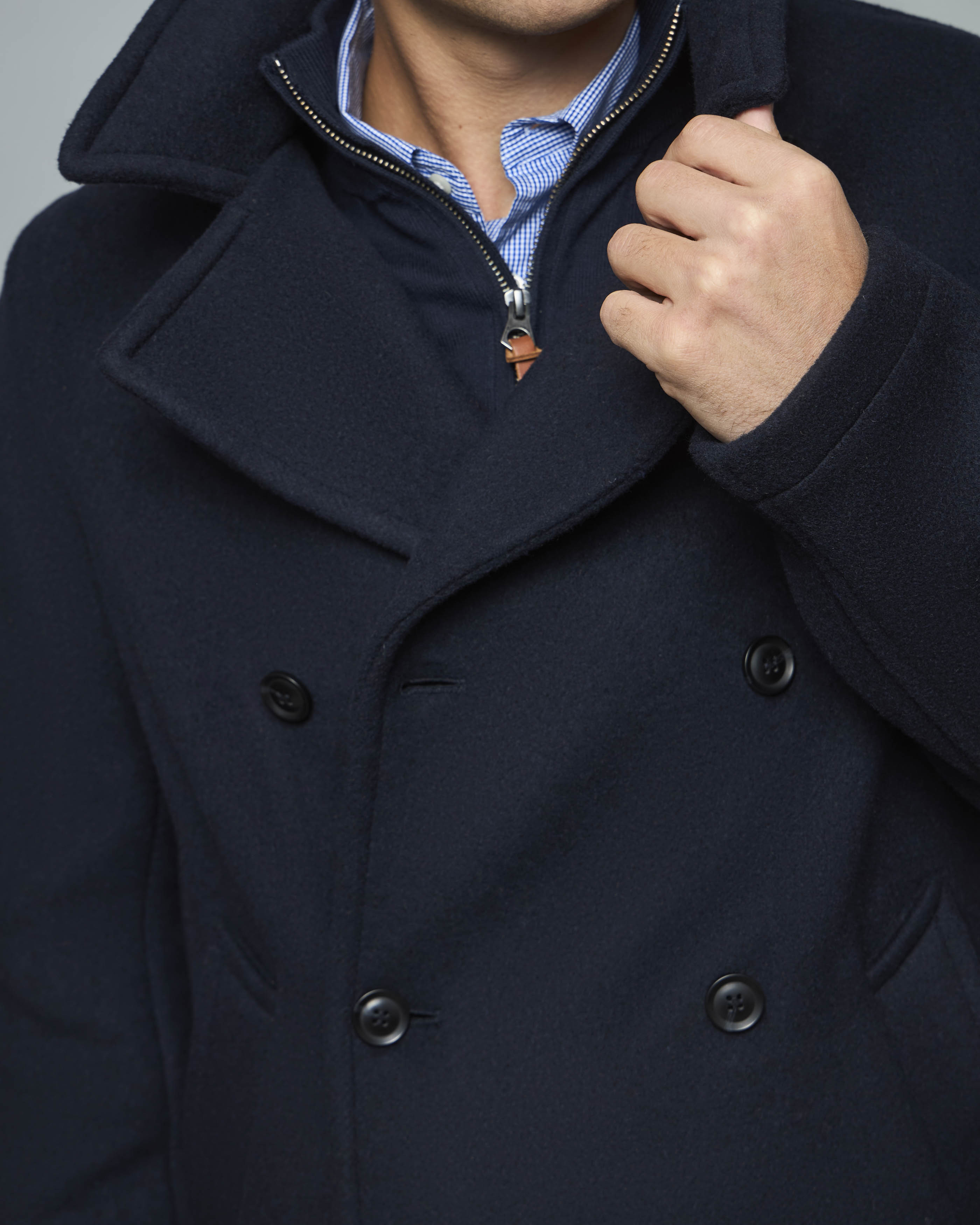 Chaquetón Cruzado Liso Lana Marinero Pea Coat – Saville Row